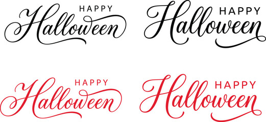 Four elegant halloween typography designs in black and red © MOSTSHIMA