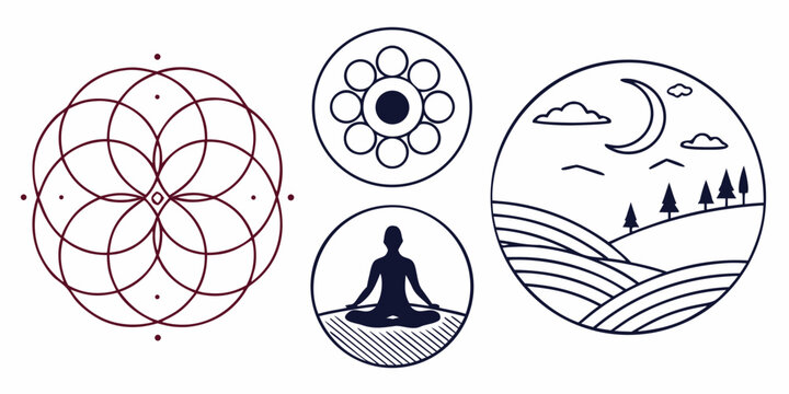 Minimalist line of brain, thought bubbles, and human silhouette in deep thought line brain