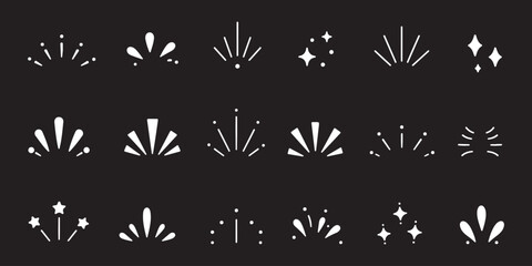 Set of cute line doodle comic design elements. Movement and motion expression, magic and light effect, heart, star shape sketch. Childish handwriting scribbles. Japanese style drawing  © Hike Studio 6