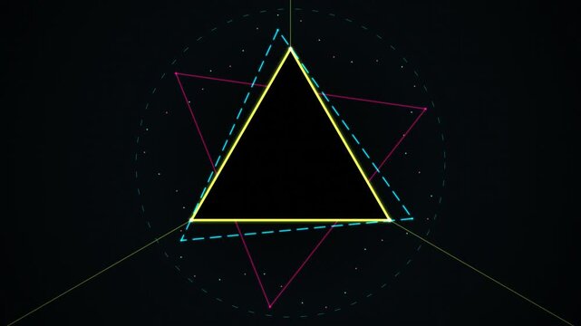 Cyber Security Network Node Glowing Triangle HUD Graphic for B2B Tech Dashboard Logo Placeholder Seamless Loop