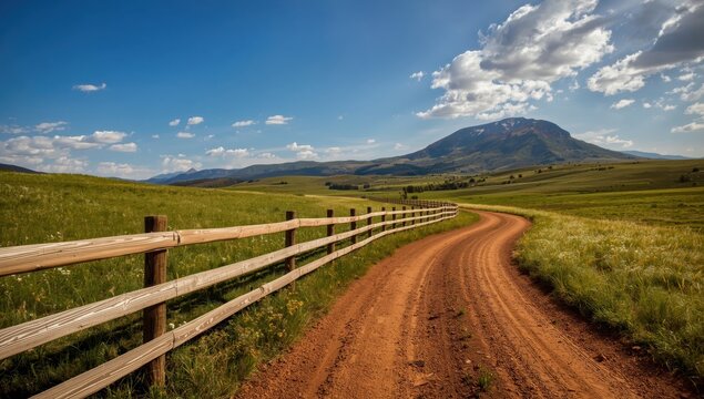 Split rail fences border the road to Hayden Peak along Last Dollar Road by Ridgway, Colorado.