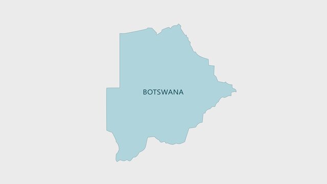 Minimalist light blue silhouette map of botswana isolated on a neutral gray background, for educational projects, and geographic presentations, featuring clean lines, and cartographic
