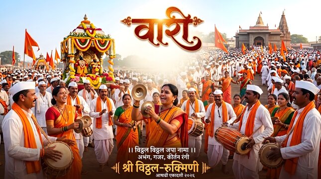 Pandharpur Wari Devotional Procession with Varkari Pilgrims Celebrating Maharashtra Heritage
