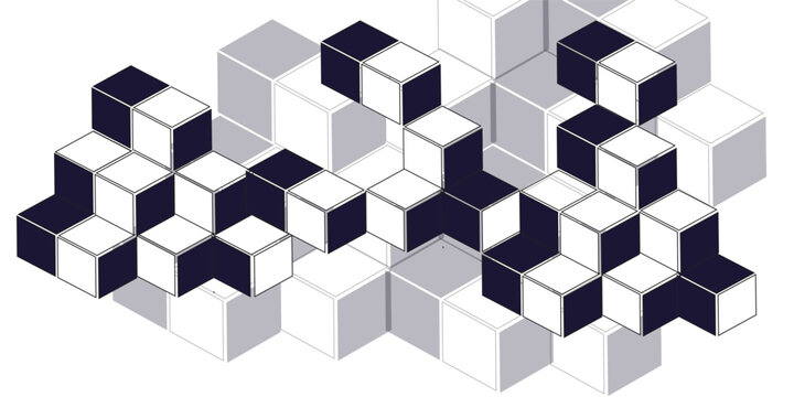 Abstraction of geometry  elements  cubes  hexagons. vector illustration eps10.
