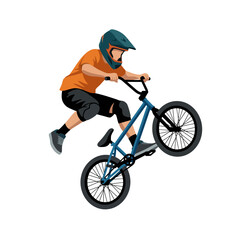 Fototapeta premium Boy performing BMX bike jump trick.