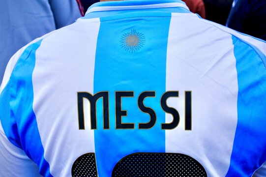 Detail View of Argentina Messi Number 10 Soccer Jersey (Mexico City, CDMX, Mexico &ndash; July 15, 2026)
