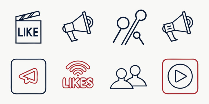 Line for social media interactions, likes, shares, and comments line like dislike