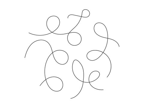 Abstract Minimalist Continuous Line Art Pattern with Elegant Loops and Swirls PNG Isolated on Transparent Background