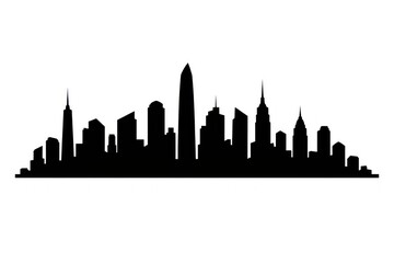 Obraz premium Silhouette of a modern city skyline illustration.
