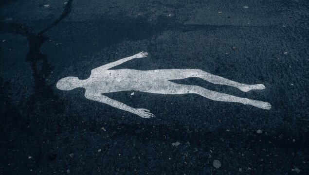 silhouette on pavement