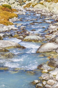 Glacier stream from the Moiry glacier, Val d'Anniviers, Valais Alps, Canton Valais, Switzerland