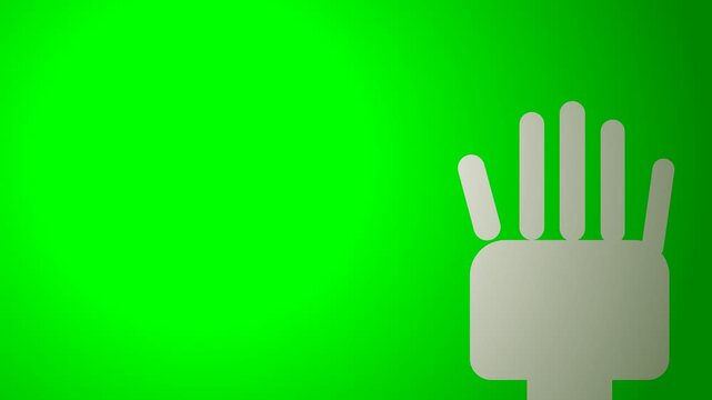 Animated White Hand Icon Counting Down on a Bright Green Screen Background.