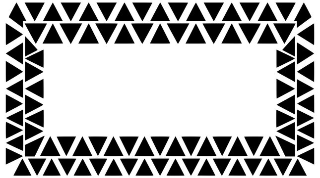 Black and White Tribal Triangle Geometric Border Frame
