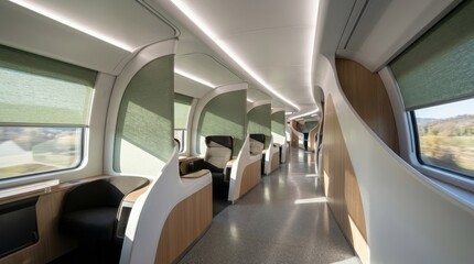 Fototapeta premium Modern Train Interior with Comfortable Seating