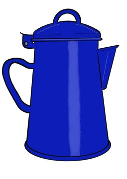 Tetera azul con caf&eacute;
