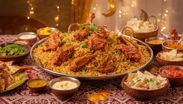 Chicken and lamb with mandi and biryani rice.