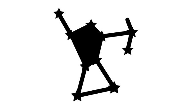 Minimalist Black Silhouette of Orion Constellation on White Background
