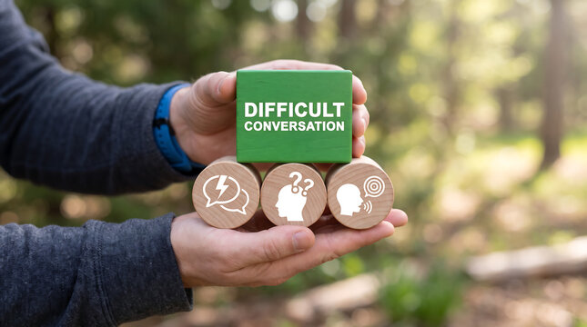 Difficult conversation concept. Serious talk in sensible subjects at work or relationship. new concept