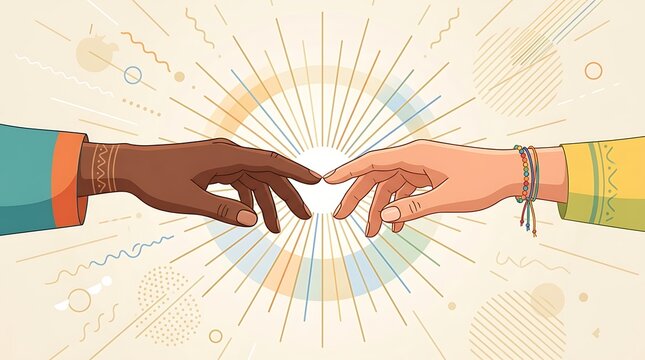 Friendship day celebrating best friends forever with a touching hand connection