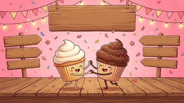 Friendship day celebration cute cupcake best friends forever illustration