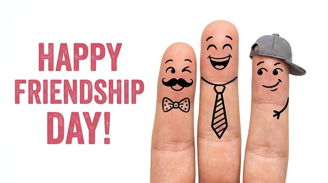 Happy friendship day celebrating best friends friends forever with cute finger characters