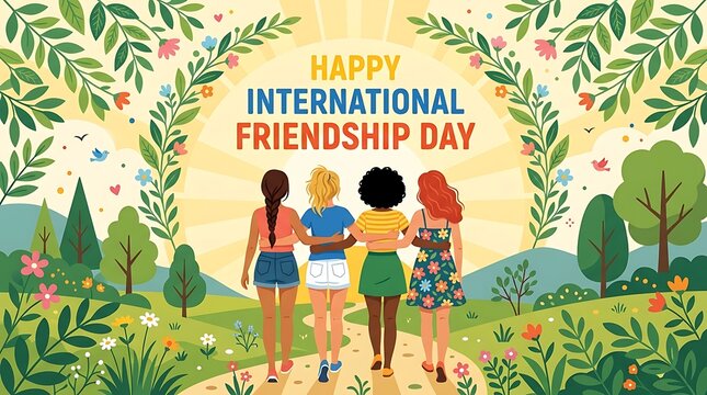 Friendship day celebration best friends walking together friends forever concept