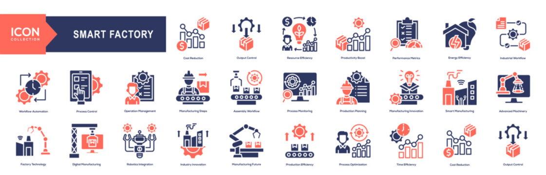 Smart Manufacturing And Production Efficiency Icon Collection 