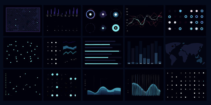 analytics dashboard with various charts and graphs in dark mode data visualization statistics metrics monitoring performance analysis information insights reporting