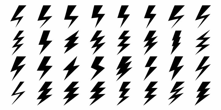lightning bolt icons in vector style on white background electricity thunder symbol flash energy power storm weather design graphic element
