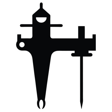 Tattoo machine silhouette icon, professional rotary tattoo gun vector illustration, black ink body art equipment for studio branding