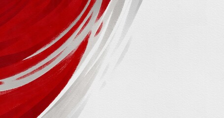 Creative red and gray corner circular brush stroke background on textured white paper. Ideal for national day greeting card, social media post, and poster design © Wahyu
