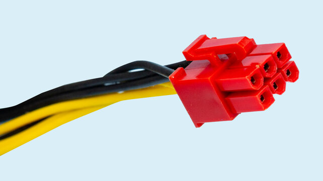 6-Pin PCIe Power Connector Cable Isolated on Transparent Background