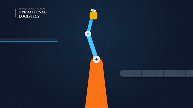 Automated Robotic Arm Moving Objects Between Conveyor Belts in Industrial Logistics.