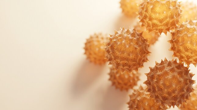 Pollen grains microscopic 3D render