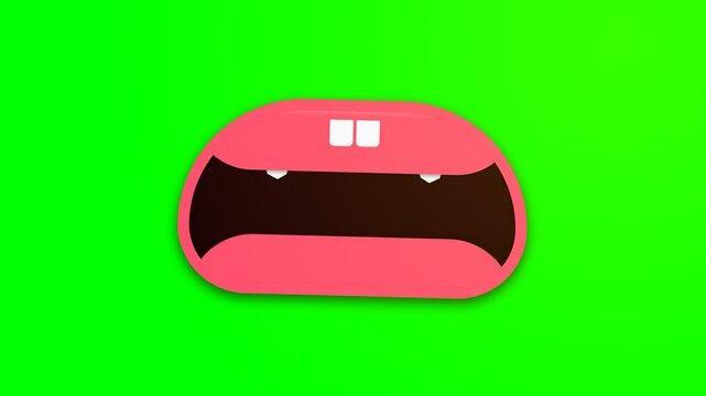 Animated Cartoon Vampire Mouth Talking on Green Screen Background.