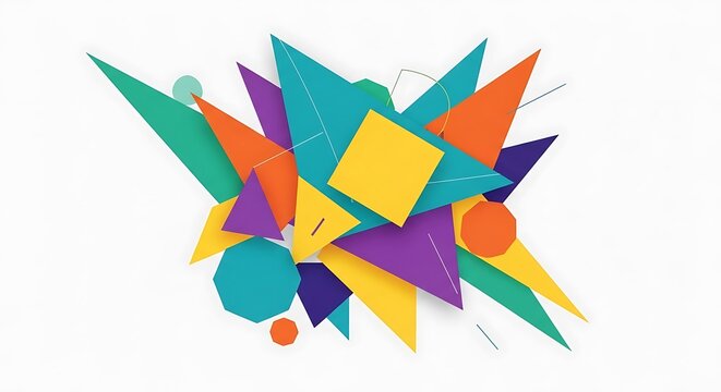 Colorful abstract geometric shape art composition.