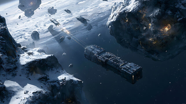 Advanced space mining operation extracting resources from an asteroid (2)
