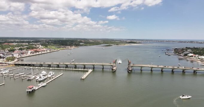 Aerial View of Drawbridge Over Matanzas Bay in St. Augustine, Florida with Marina and Boats on a Sunny Day&rdquo; on June 25 of 2026 