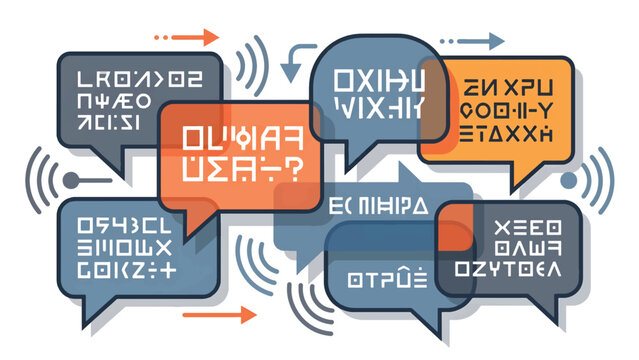 Communication Icons with Abstract Speech Bubbles and Signal Waves
