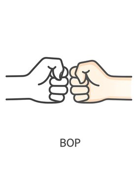 A minimalist illustration of two fists touching