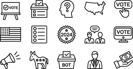 USA election icon set for political voting democracy government campaign and presidential choice vector illustration isolated on white background © Yesrath Hasan Sobuj