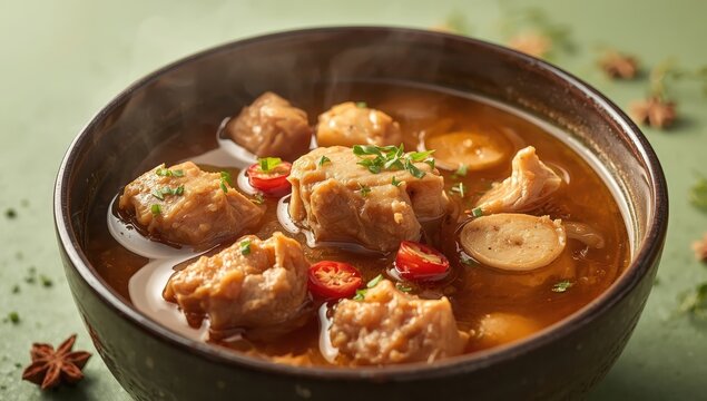 Pork bone soup with mushrooms and astragalus.