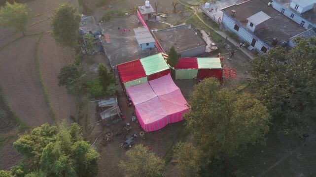  drone shoot of rural area near by nadaun city himachal prades india.