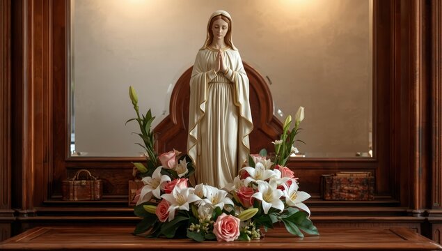 Statue of Virgin Mary at the Catholic altar
