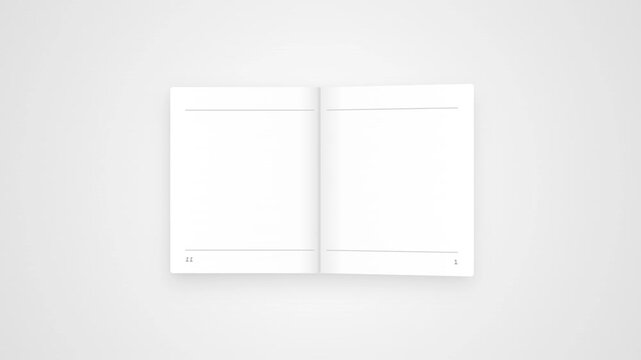 Blank White Book Magazine Opening and Pages Turning Animation on Light animation 