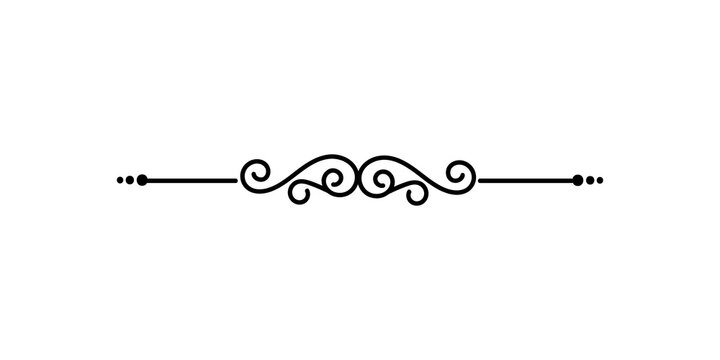 Vintage decorative divider with elegant swirls and dots isolated on transparent background