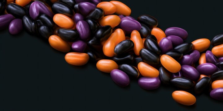 Halloween Jelly Beans with Dark Copy Space