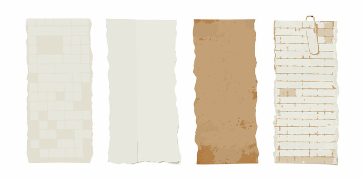 torn paper strips on white background rip tear fragment sheet texture grunge vector illustration graphic design element striped pattern abstract