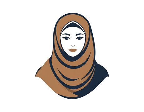 A minimalist illustration of a woman wearing a hijab