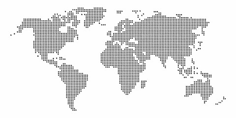 world map in black dots on white background dotwork halftone geography continents globetrotting travel cartography vector graphic design modern simple © Titul